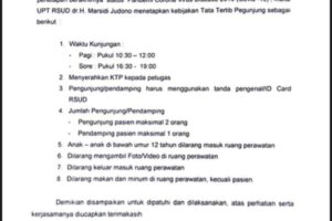 Tata Tertib Pengunjung Pasien di UPT RSUD dr. H. Marsidi Judono